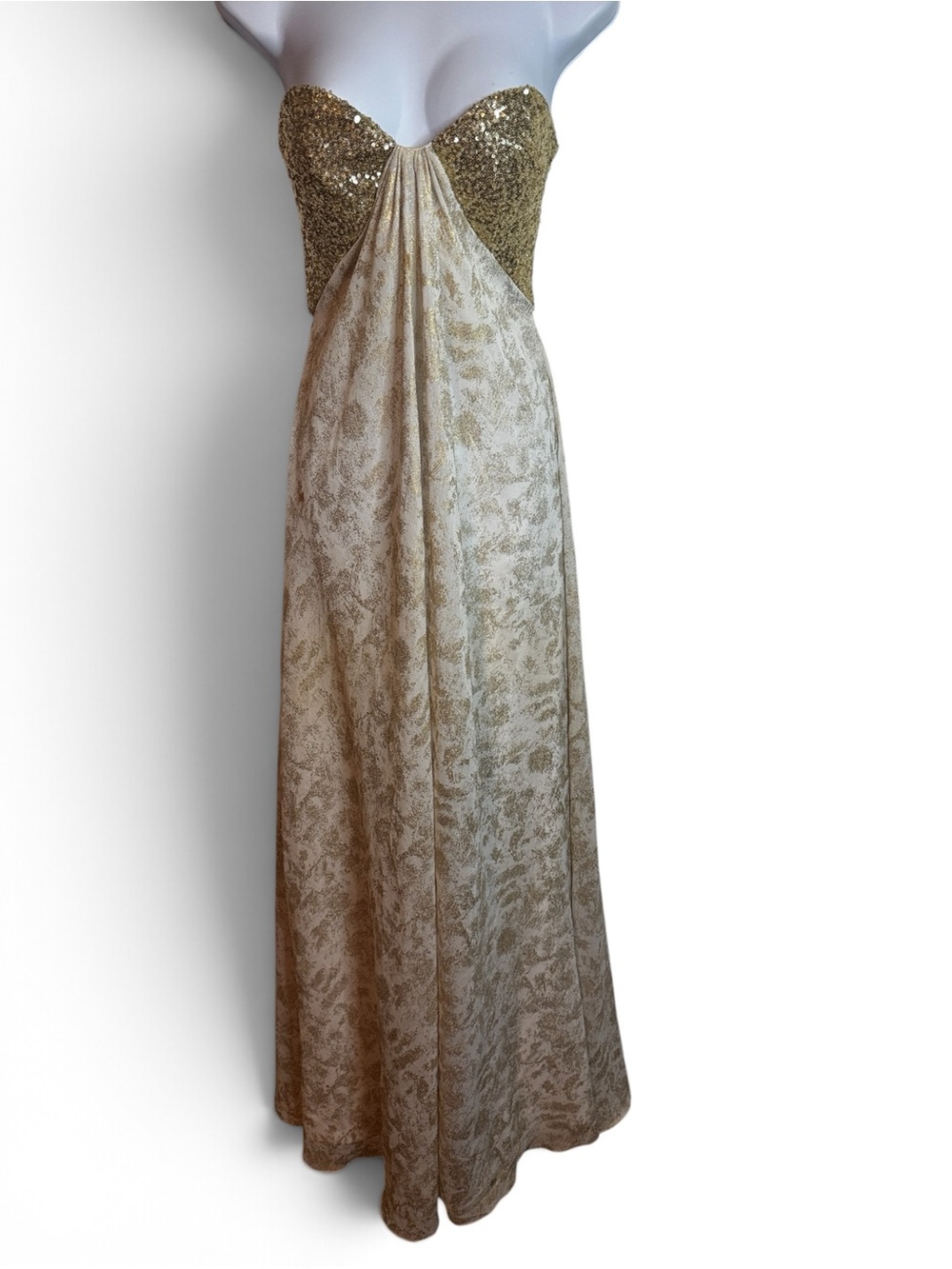 La Femme Gown Womens 2 Gold Ivory Sequin Strapless Formal Prom Maxi Dress